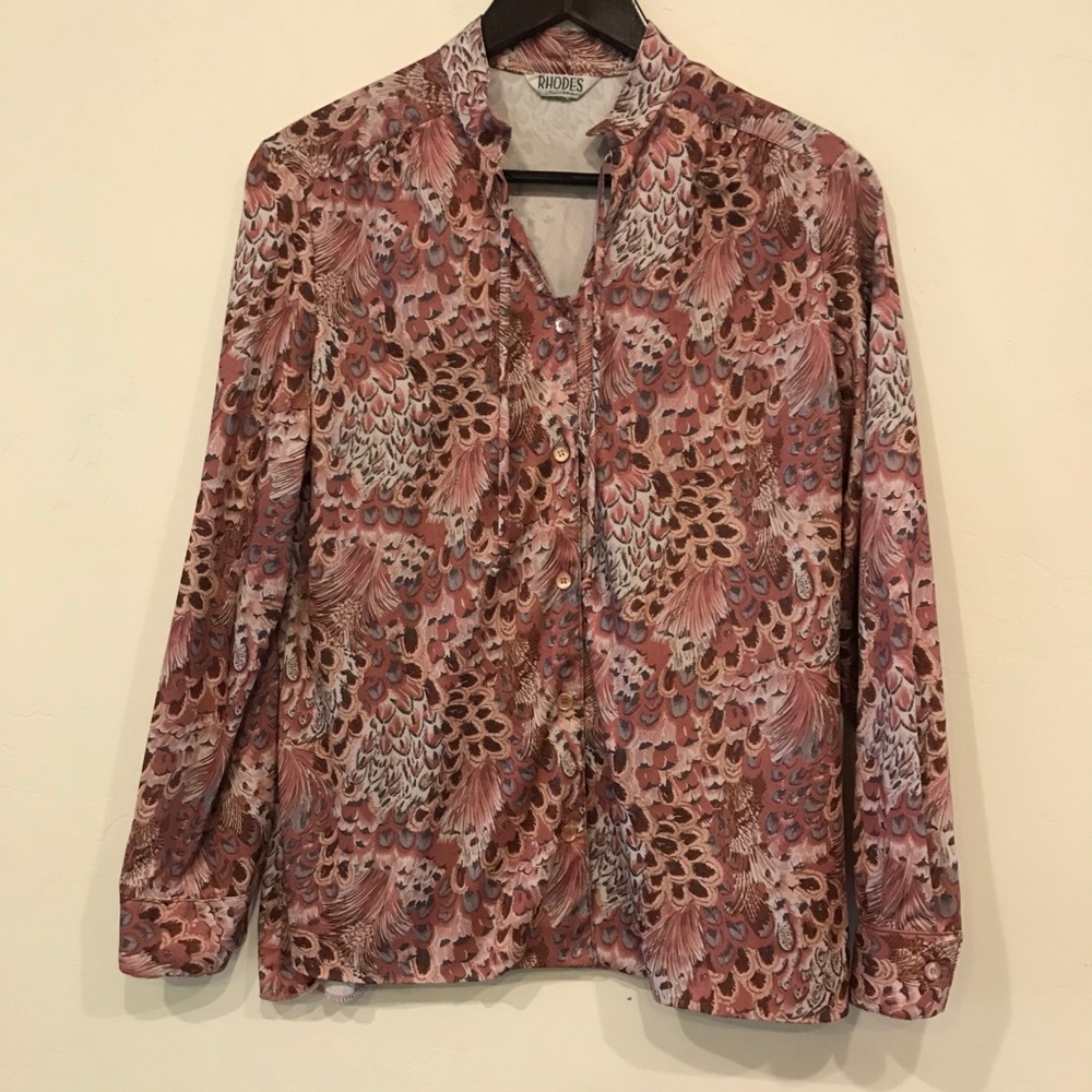 Vintage feather blouse, Rhodes, small